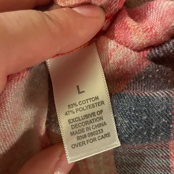 Nollie Distressed Red Plaid Flannel Button Down Shirt - Picture 2 of 5